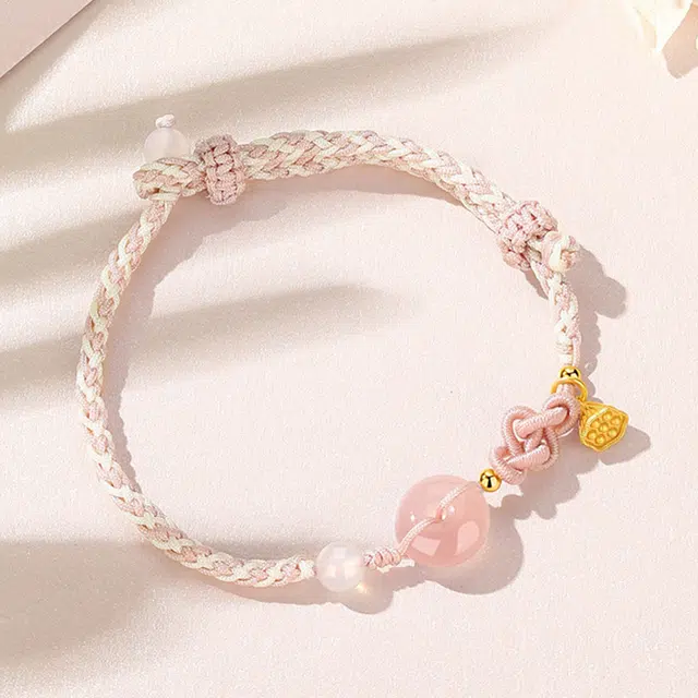 祝富礼 好运莲莲平安扣 玉髓 手链 男女同款情侣款