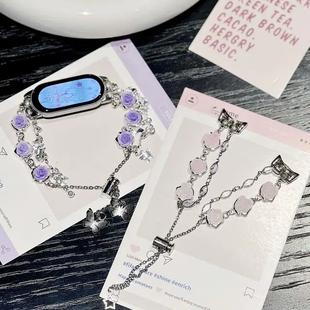 潮流腕 表带 小米红米适用 精钢材质 玫瑰花精钢表带男女通用