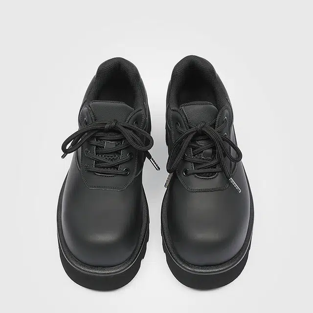 超纤皮 复古英伦风舒适百搭厚底 男士休闲 男款 黑色