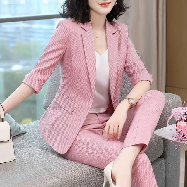 唐娜姿兰 纯色一粒扣气质高端商务职业西装套装 女款