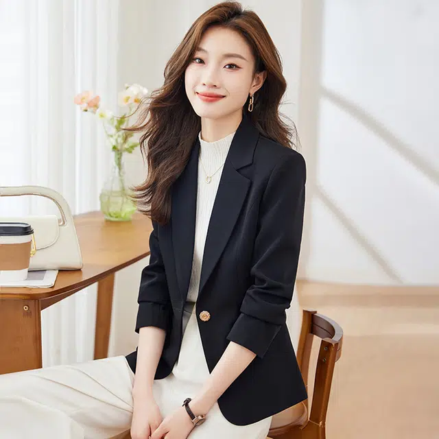 唐娜姿兰 高端长袖西装修身外套女高级感气质休闲西服 女款