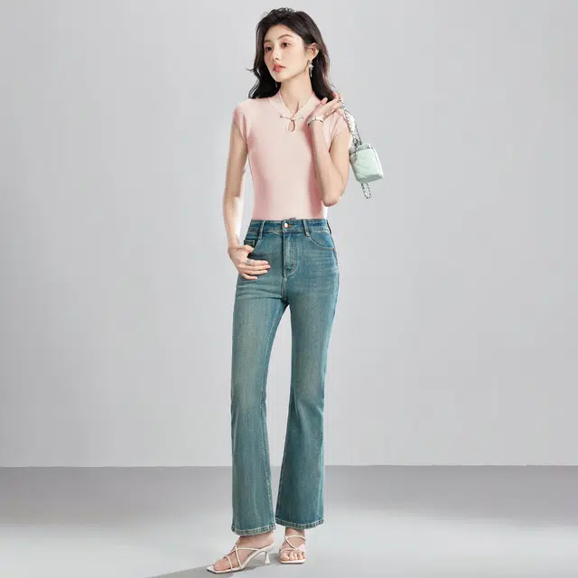 唐娜姿兰 新中式国风盘扣立领修身薄款休闲短袖短袖针织衫 女款
