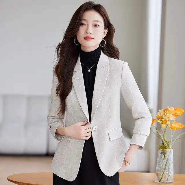 唐娜姿兰 纯色简约一粒扣长袖西装 女款