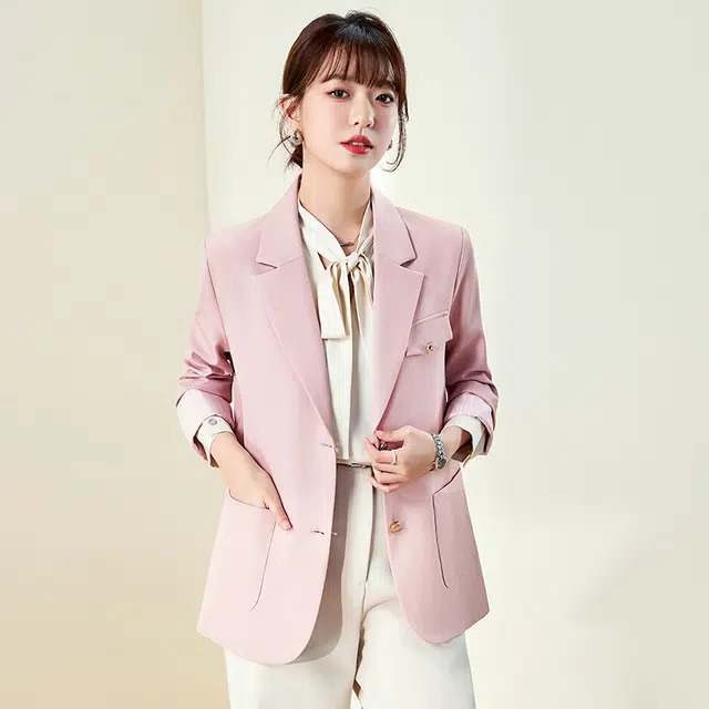 唐娜姿兰 纯色休闲单排扣通勤长袖西装 女款