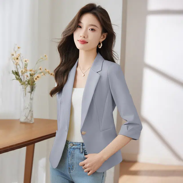 唐娜姿兰 高端时尚简约七分袖修身西服上衣高级感气质休闲西装 女款