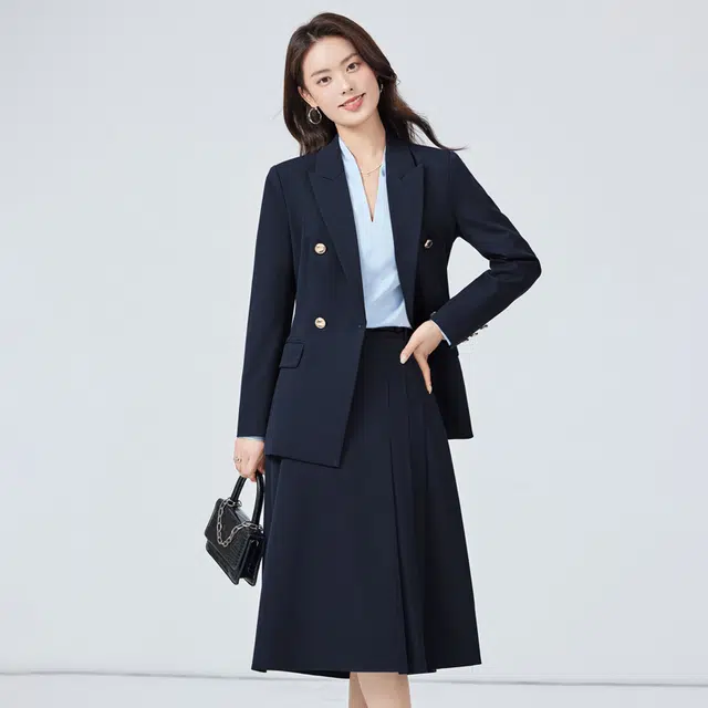唐娜姿兰 纯色正装职业通勤简约休闲西装套装 女款