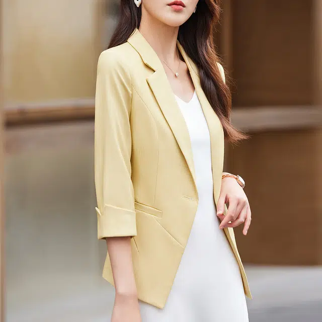 唐娜姿兰 纯色一粒扣正肩商务休闲夏新新款薄款西装 女款