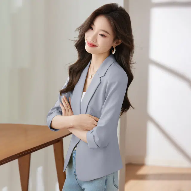 唐娜姿兰 高端时尚简约七分袖修身西服上衣高级感气质休闲西装 女款