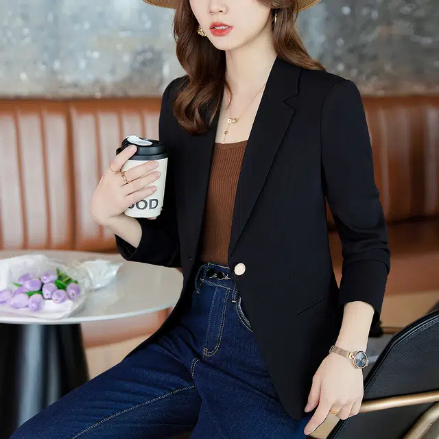 唐娜姿兰 纯色一粒扣休闲西装 女款