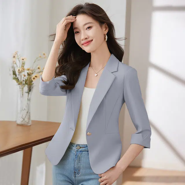 唐娜姿兰 高端时尚简约七分袖修身西服上衣高级感气质休闲西装 女款