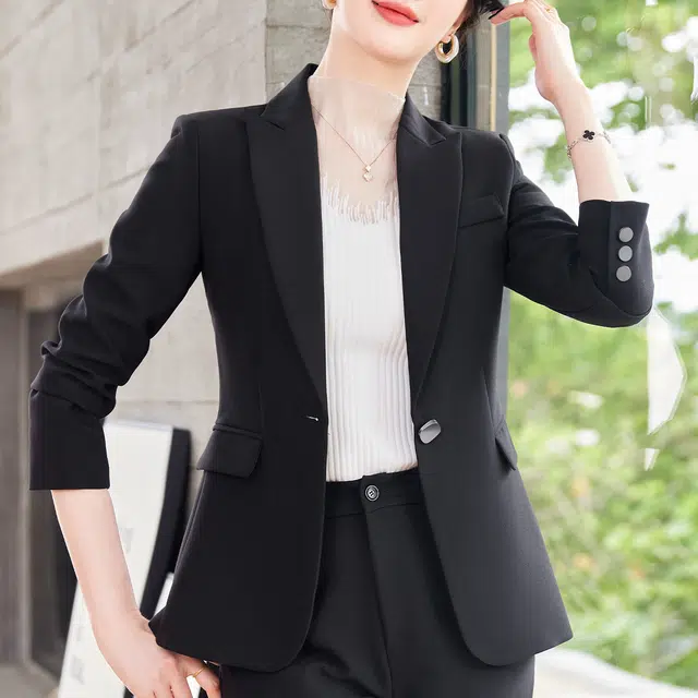 唐娜姿兰 纯色一粒扣大口袋休闲西装 女款