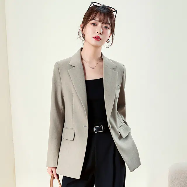 唐娜姿兰 高级感休闲正肩西服一粒扣长袖西装 女款