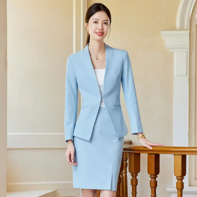 唐娜姿兰 修身长袖休闲纯色西装套装 女款