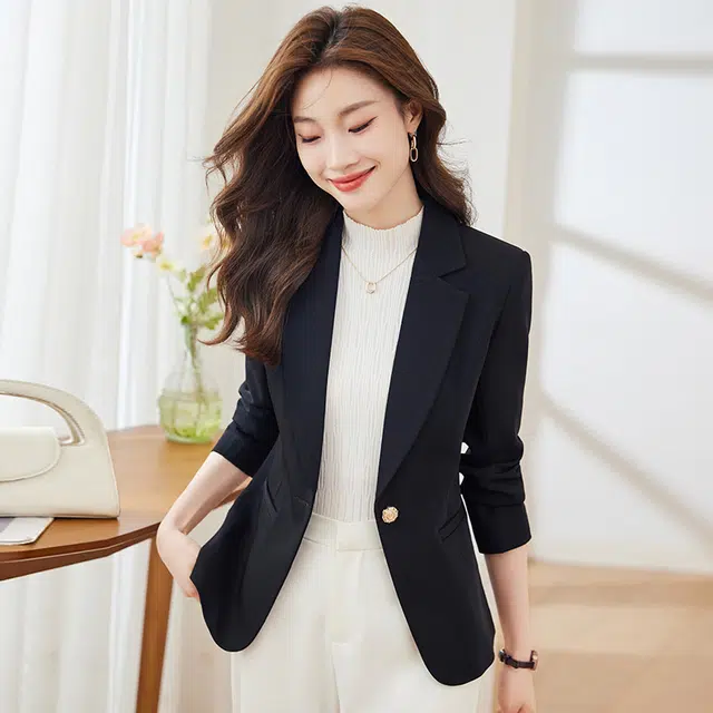 唐娜姿兰 高端长袖西装修身外套女高级感气质休闲西服 女款