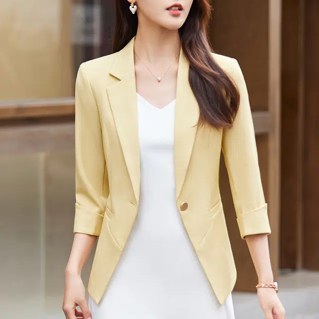 唐娜姿兰 纯色一粒扣正肩商务休闲夏新新款薄款西装 女款