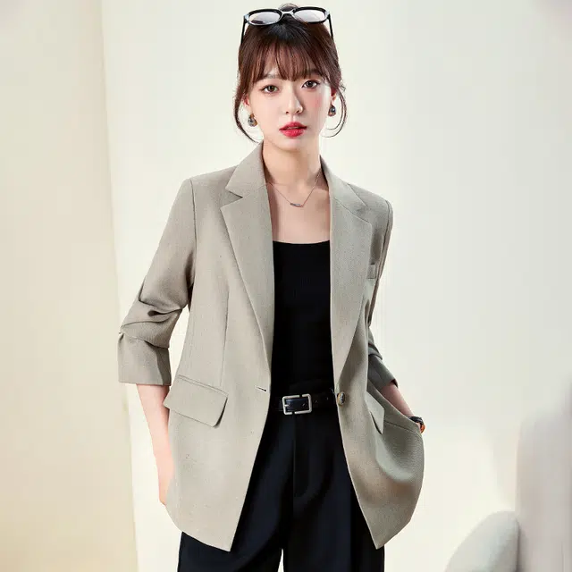 唐娜姿兰 高级感休闲正肩西服一粒扣长袖西装 女款