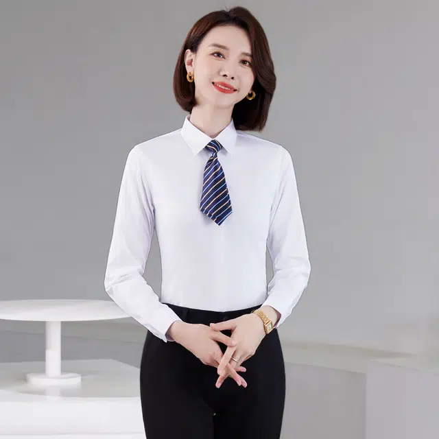 唐娜姿兰 翻领纯色修身简约长袖衬衫 男女同款