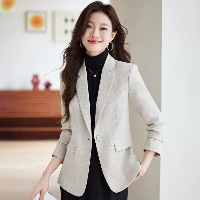 唐娜姿兰 纯色简约一粒扣长袖西装 女款