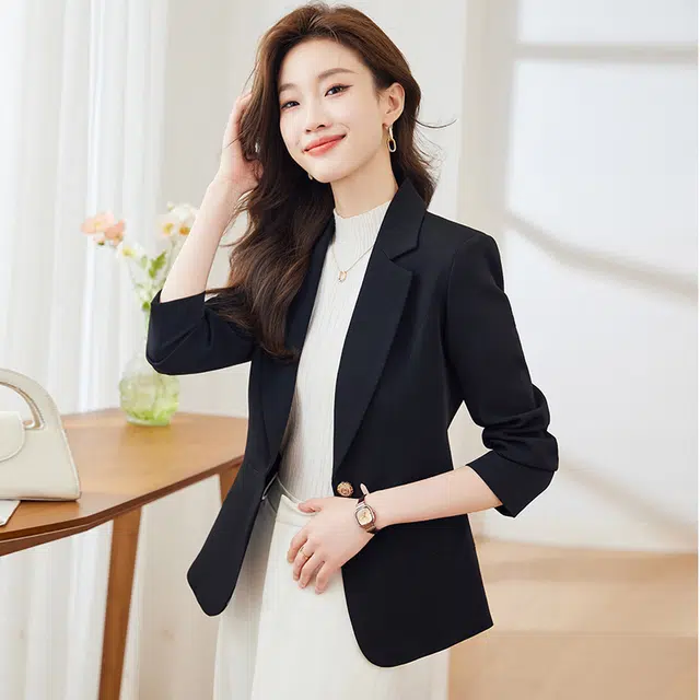 唐娜姿兰 高端长袖西装修身外套女高级感气质休闲西服 女款