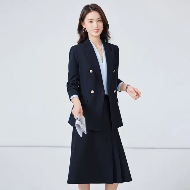 唐娜姿兰 纯色正装职业通勤简约休闲西装套装 女款