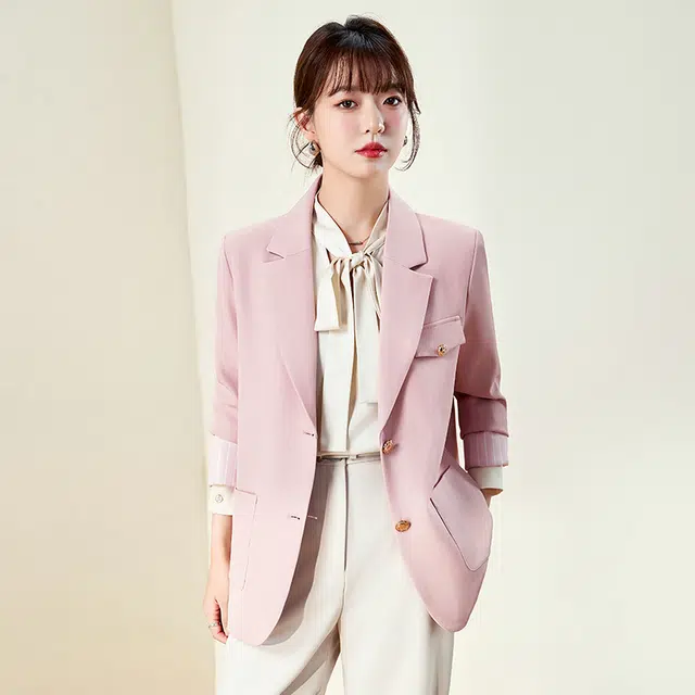 唐娜姿兰 纯色休闲单排扣通勤长袖西装 女款