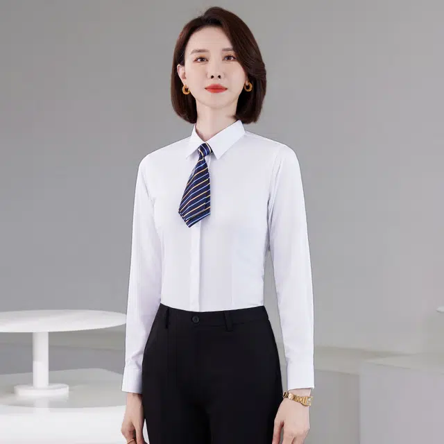 唐娜姿兰 翻领纯色修身简约长袖衬衫 男女同款