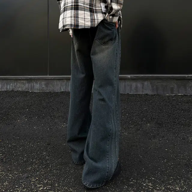 寻星记 美式复古水洗做旧休闲百搭直筒牛仔裤 男女同款