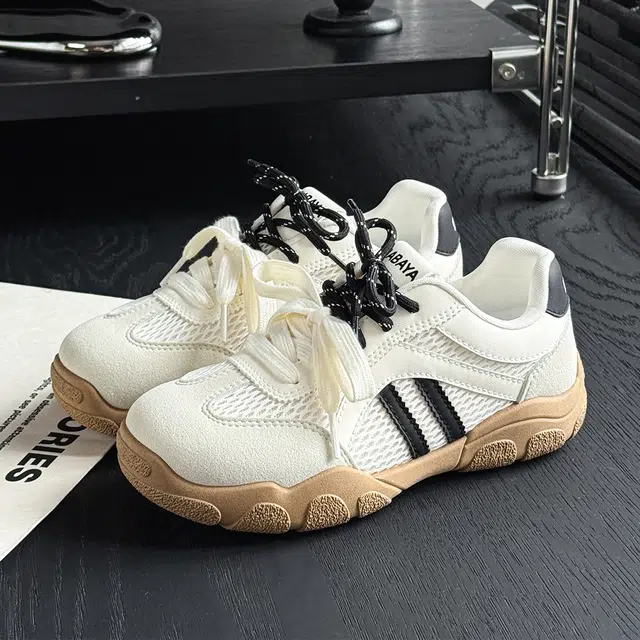 芭芭鸭 复古时尚软底简约拼色百搭舒适休闲 耐磨 低帮 德训鞋 女