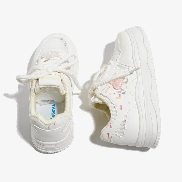 芭芭鸭 超纤皮 舒适 百搭 耐磨增高 低帮 板鞋 女