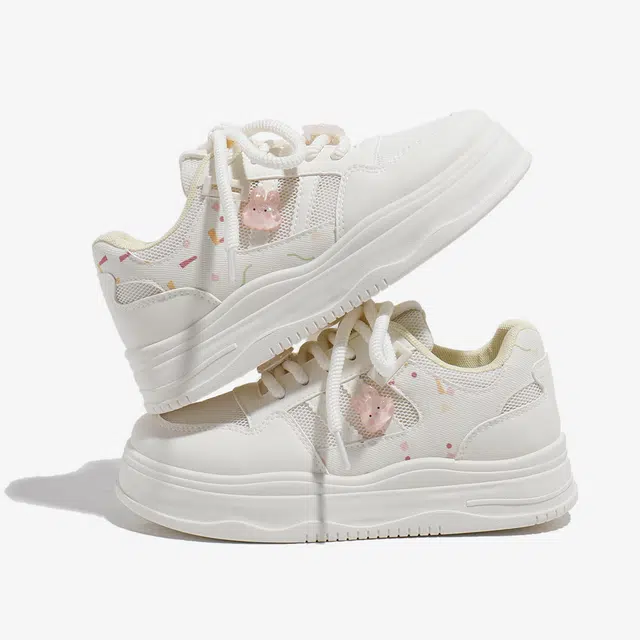 芭芭鸭 超纤皮 舒适 百搭 耐磨增高 低帮 板鞋 女