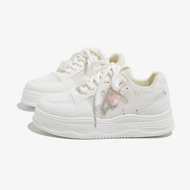 芭芭鸭 超纤皮 舒适 百搭 耐磨增高 低帮 板鞋 女