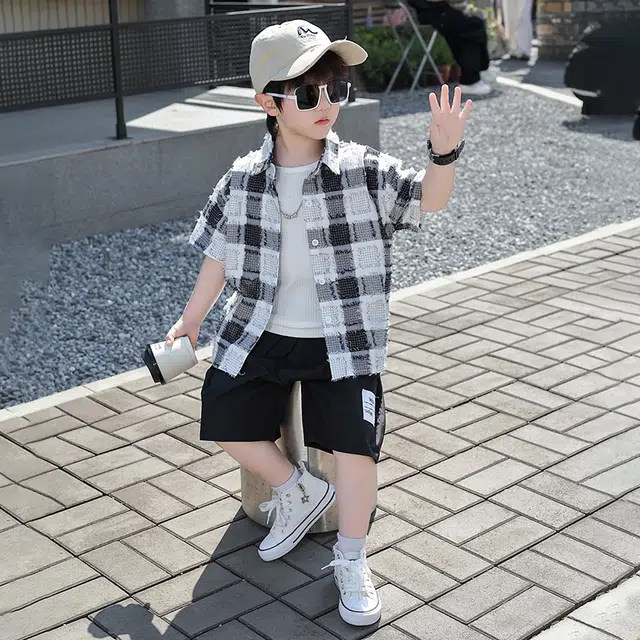 童森童马休闲运动套装 亲肤舒适百搭洋气 套装（白色上装+黑色下装） 中小童