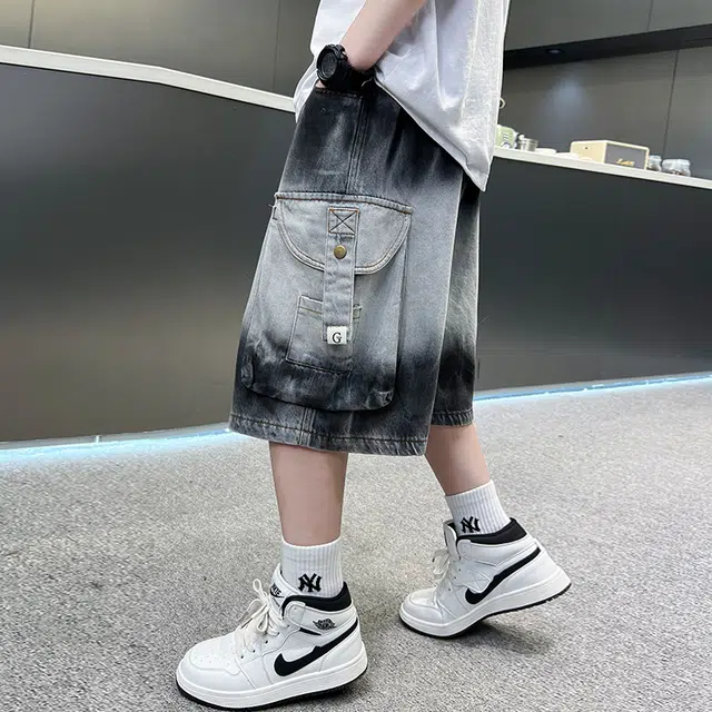 童森童马 百搭休闲洋气短裤 儿童款 黑灰色