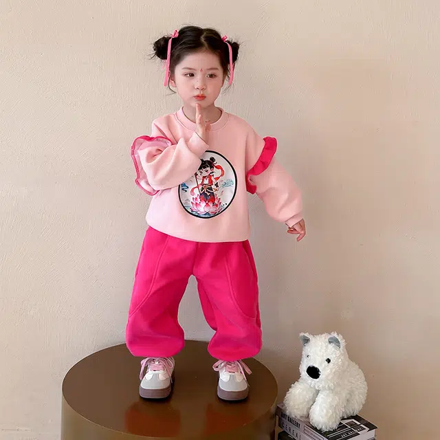 童森童马休闲运动套装 舒适洋气百搭 粉红色 中小童
