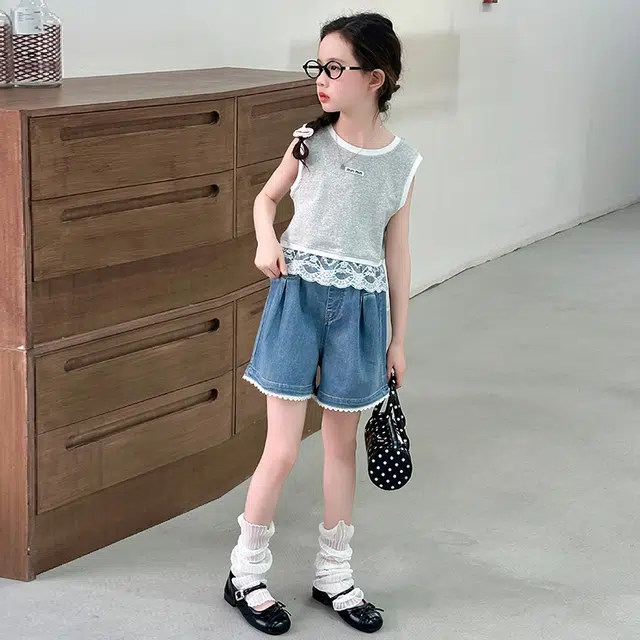 童森童马休闲运动套装 洋气百搭舒适 套装（白色上装+蓝色下装） 儿童款
