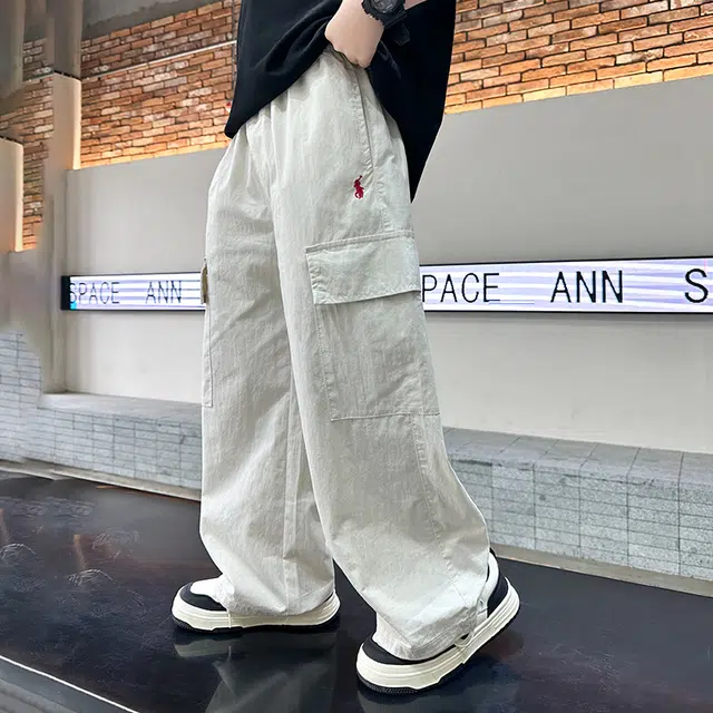 童森童马长裤 洋气时尚百搭潮流 米白色 儿童款