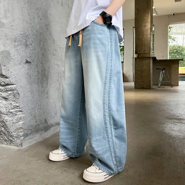 童森童马牛仔裤 宽松舒适休闲时尚百搭透气 牛仔蓝 青少年
