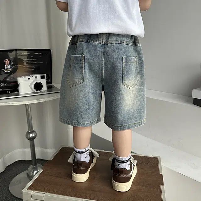 童森童马 短裤个性刺绣舒适透气 中小童 蓝色