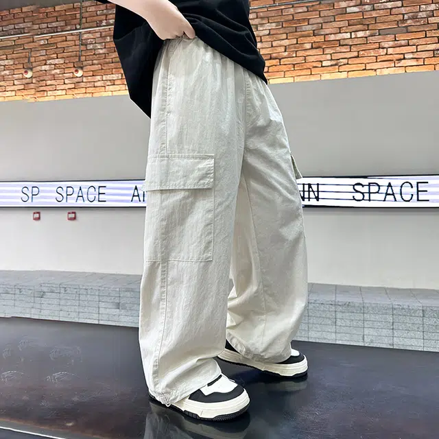 童森童马长裤 洋气时尚百搭潮流 米白色 儿童款
