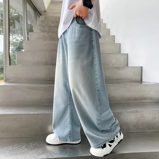童森童马牛仔裤 舒适宽松休闲时尚百搭 牛仔蓝 青少年