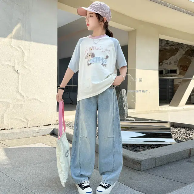童森童马牛仔裤 舒适亲肤洋气简约 牛仔蓝 儿童款