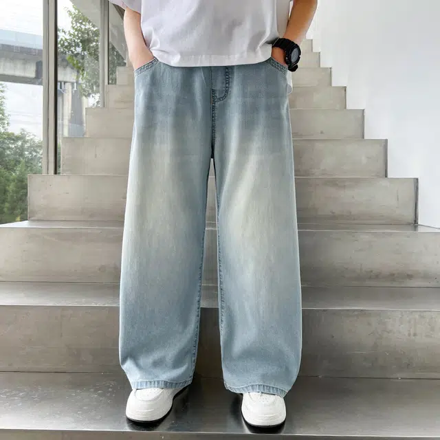 童森童马牛仔裤 舒适宽松休闲时尚百搭 牛仔蓝 青少年