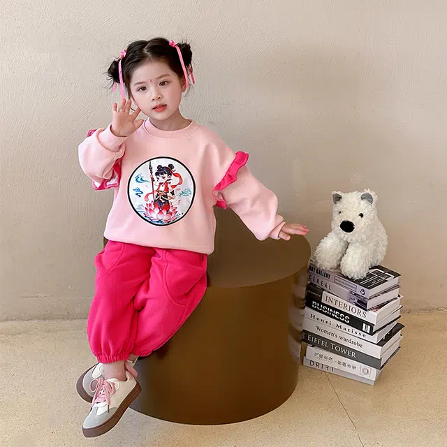 童森童马休闲运动套装 舒适洋气百搭 粉红色 中小童