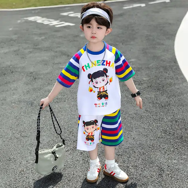 童森童马休闲运动套装 洋气舒适百搭亲肤 套装（彩色上装+彩色下装） 中小童
