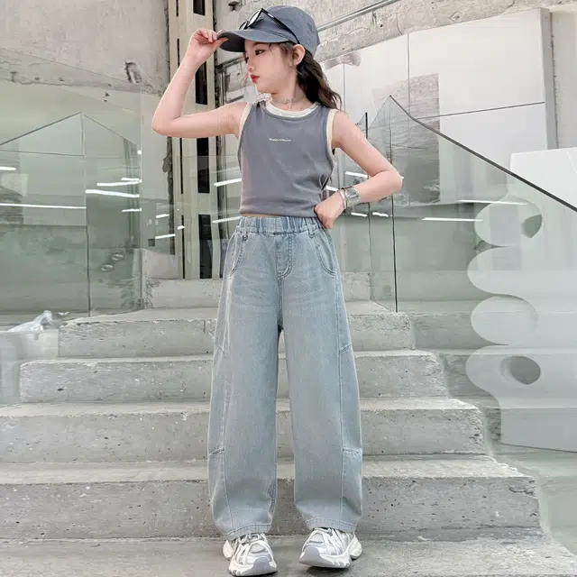 童森童马牛仔裤 舒适亲肤洋气百搭 蓝色 儿童款