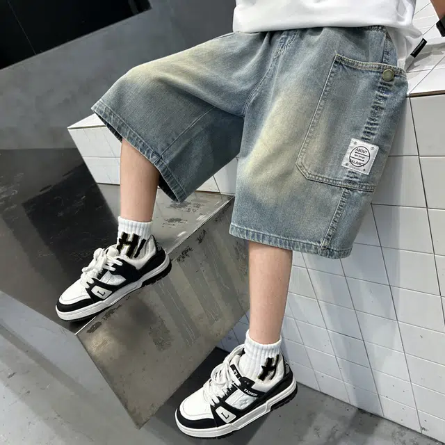 童森童马 短裤时尚舒适休闲百搭 青少年 牛仔蓝
