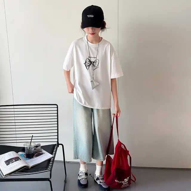 童森童马牛仔裤 宽松舒适休闲时尚百搭口袋 牛仔蓝 青少年