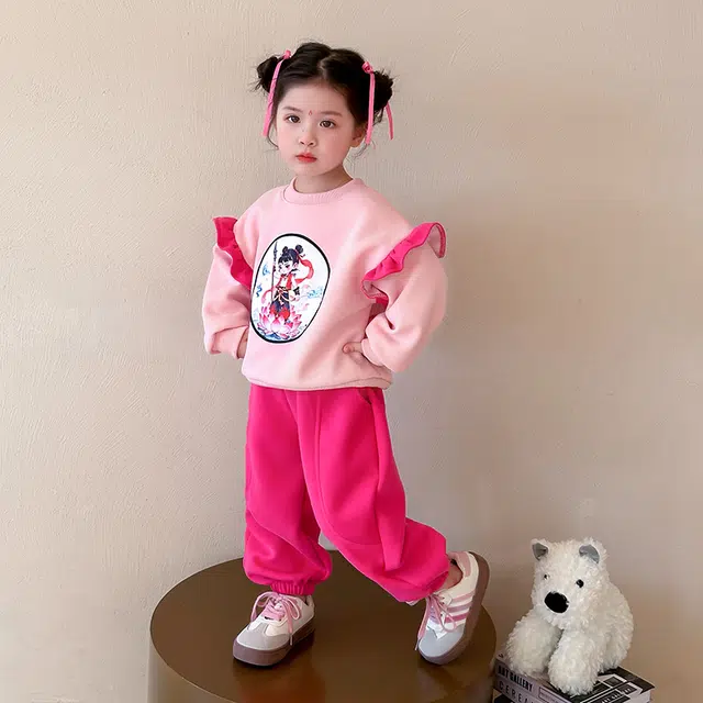 童森童马休闲运动套装 舒适洋气百搭 粉红色 中小童