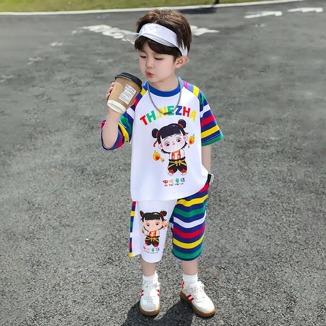 童森童马休闲运动套装 洋气舒适百搭亲肤 套装（彩色上装+彩色下装） 中小童