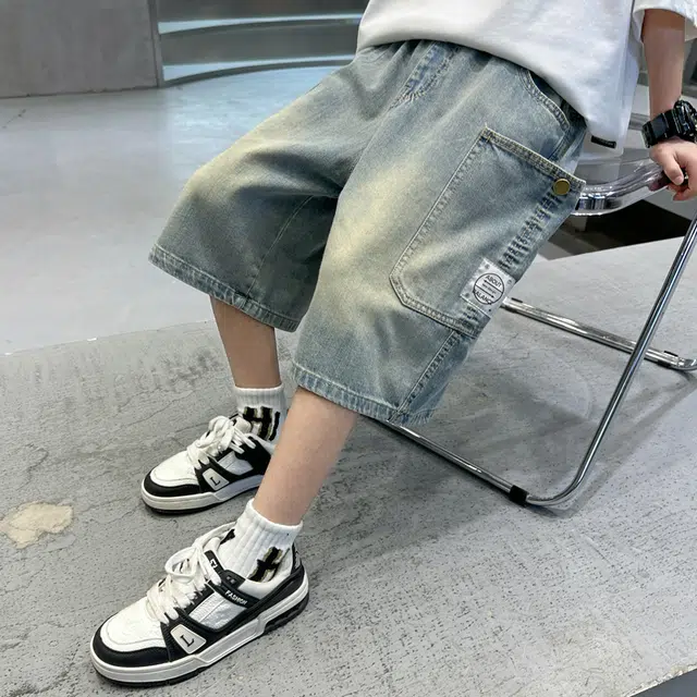 童森童马 短裤时尚舒适休闲百搭 青少年 牛仔蓝